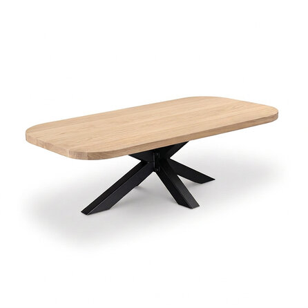 Eiken salontafel - ronde hoeken - 4 cm dik - eiken tafel van foutvrij eikenhout (A/B) met brede lamel - 40 mm