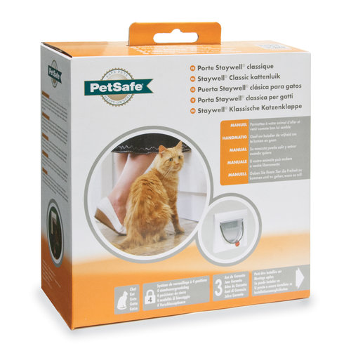 PetSafe® Staywell® Classic Manual 4-Way Locking Cat Flap - White w/tunnel