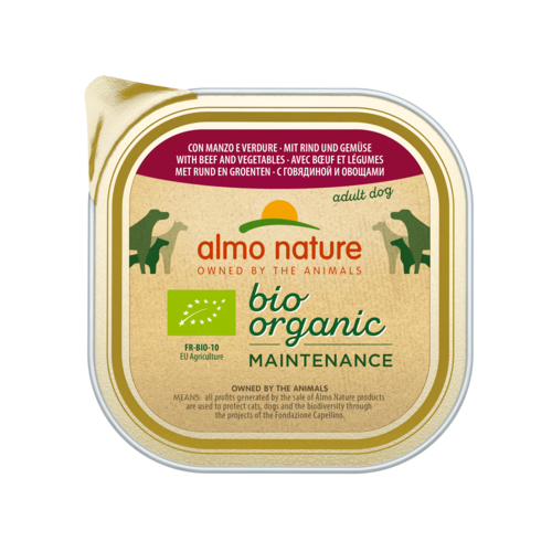 Almo Nature Bio Organic Wet Food Dog - Maintenance - Tray - 9 x 300g