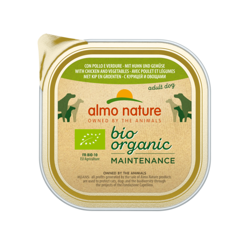 Almo Nature Bio Organic Wet Food Dog - Maintenance - Tray - 9 x 300g