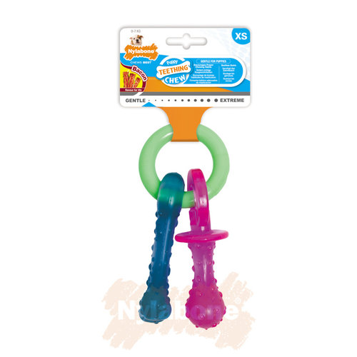 Nylabone Puppy Chew Teething Pacifier Bacon - XS