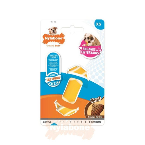 Nylabone Puppy Chew Rawhide Alternative Knot Bone Beef - XS