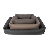 District 70 URBAN Box Bed - Faux leather dog bed - Dark grey, Latte & Taupe