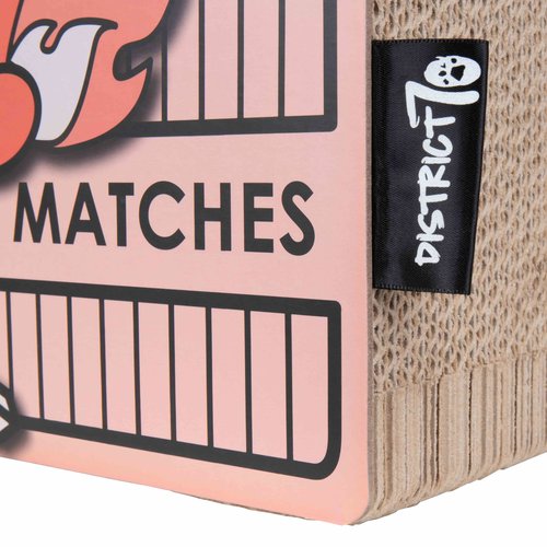 District 70 WHISKER Cardboard Scratcher - 55 x 29 x 30 cm - White, Black and Pink