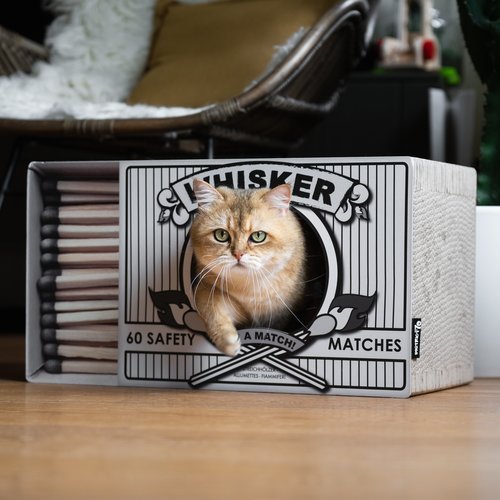 District 70 WHISKER Cardboard Scratcher - 55 x 29 x 30 cm - White, Black and Pink