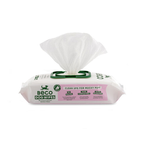 Beco Bamboo Dog Wipes - Coconut Scented - 80 Pack