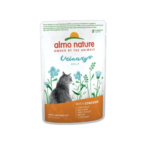 Almo Nature Urinary Help Wet Food Cat - Multi Pack - Pouches with Fish and Chicken - 10 x 6 x 70g