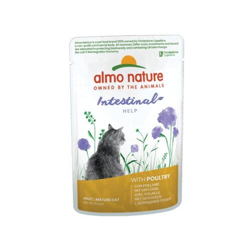 Almo Nature Intestinal Help Natvoer Kat - Multi Pack - Zakjes met Vis en Gevogelte - 10 x 6 x 70g