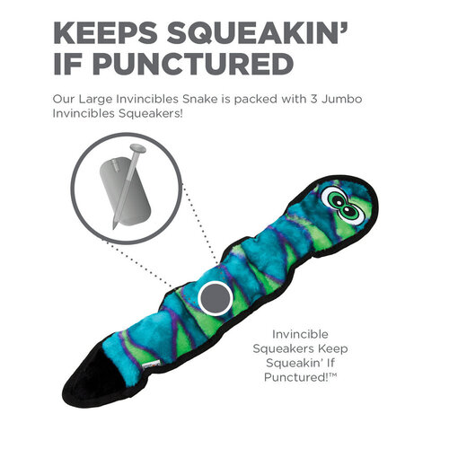 Outward Hound Invincibles Snake - 3 Squeakers - Large