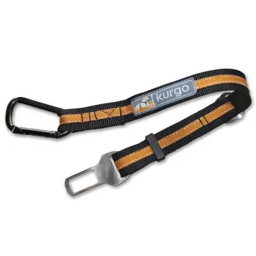 Kurgo Direct to Seatbelt Tether - Black/Orange