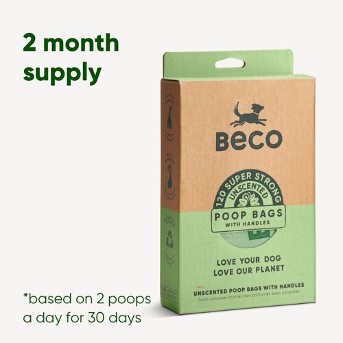 Beco Poop Bags Recycled - Unscented - Handles (120)