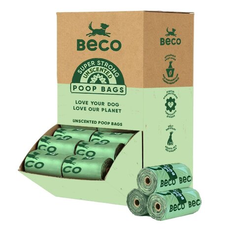 Beco Poop Bags Recycled Unscented Counter Display 64 x 15 Warmako
