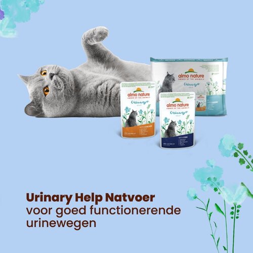 Almo Nature Urinary Help Wet Food Cat - Multi Pack - Pouches with Fish and Chicken - 10 x 6 x 70g