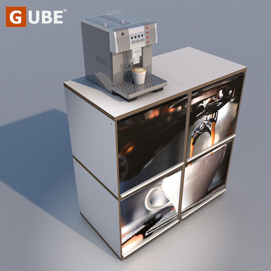 GUBE-Regal mit 4 Container