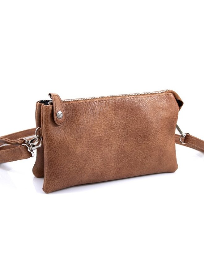 "New York" schoudertasje / clutch, camel