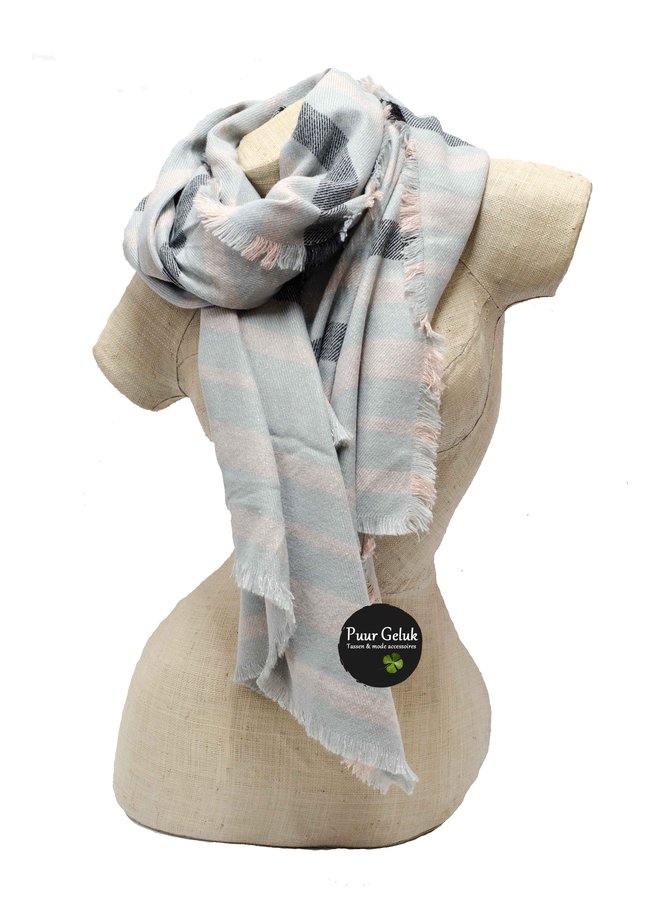 Zachte dames sjaal, roze/grijs