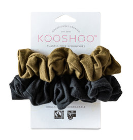 KOOSHOO Plastikfreie Scrunchies 2-er Pack / schwarz-olive