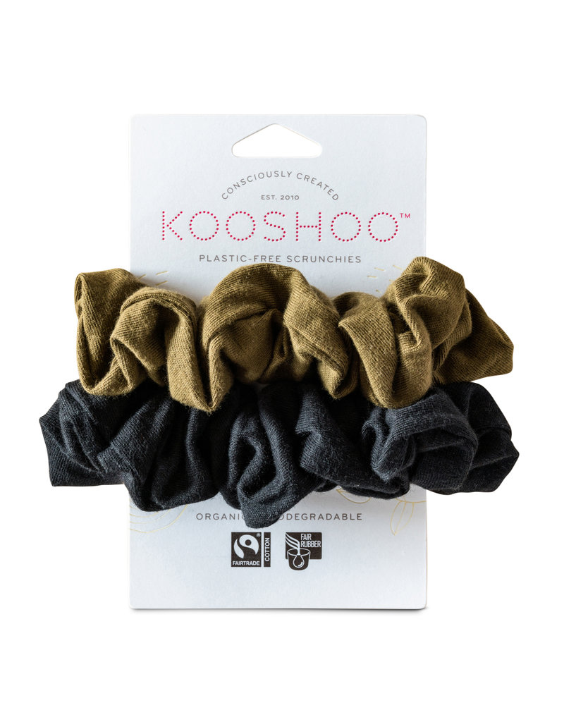 KOOSHOO Plastikfreie Scrunchies 2-er Pack /  schwarz-olive