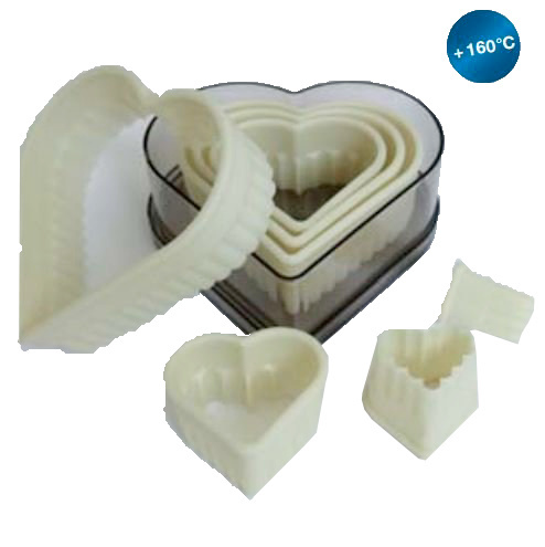 Silikomart Pastry cutters set heart, 7-piece (Serrated)