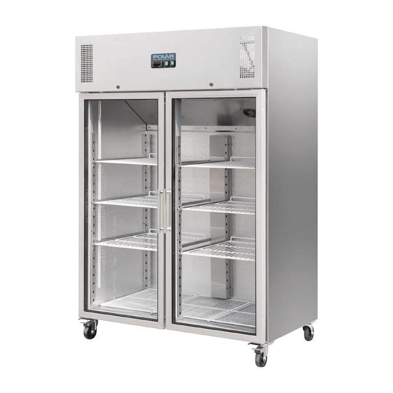 Polar Polar refrigerator 1200 liters, stainless steel with glass doors