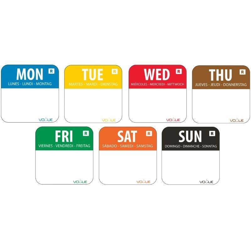 Vogue Weekset Dagstickers 2,5 cm afneembaar, 1000 stuks per rol