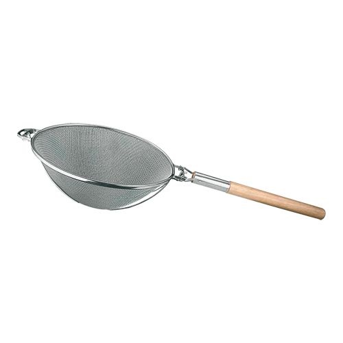 Bowl strainer with wooden handle