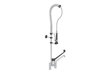 Prewash shower double holed table modell with elbow operation