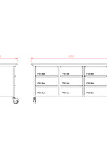 van 't Wout RVS werkbank 200 x 90 x 100 - 9 lades 55 liter