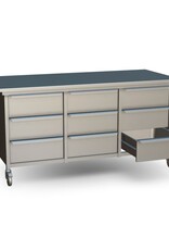 van 't Wout RVS werkbank 200 x 90 x 100 - 9 lades 55 liter