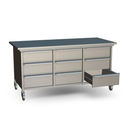 van 't Wout Edelstahl-Werkbank 200 x 90 x 100 - 9 Schubladen 55 Liter