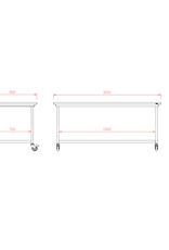van 't Wout Stainless steel workbench 200 x 90 x 100 - slatted deck van 't Wout Stainless steel workbench 200 x 90 x 100 - slatted deck
