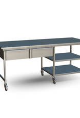 van 't Wout Stainless steel workbench 230 x 90 x 100 cm - 2 drawers and platforms van 't Wout Stainless steel workbench 230 x 90 x 100 cm - 2 drawers and platforms