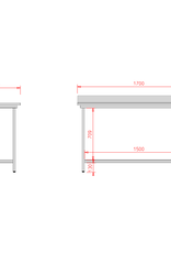 van 't Wout Stainless steel workbench 170 x 70 x 95 cm van 't Wout Stainless steel workbench 170 x 70 x 95 cm