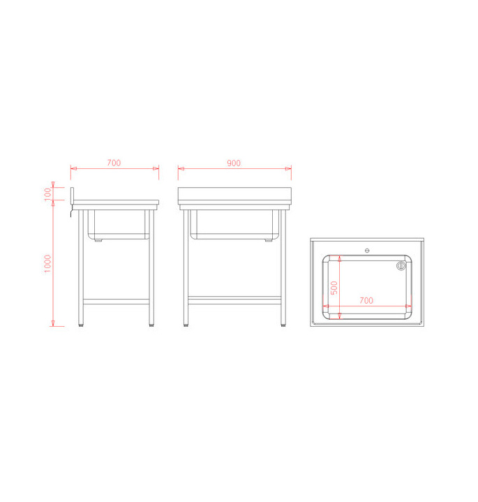 van 't Wout Stainless steel sink 90 x 70 x 100 cm