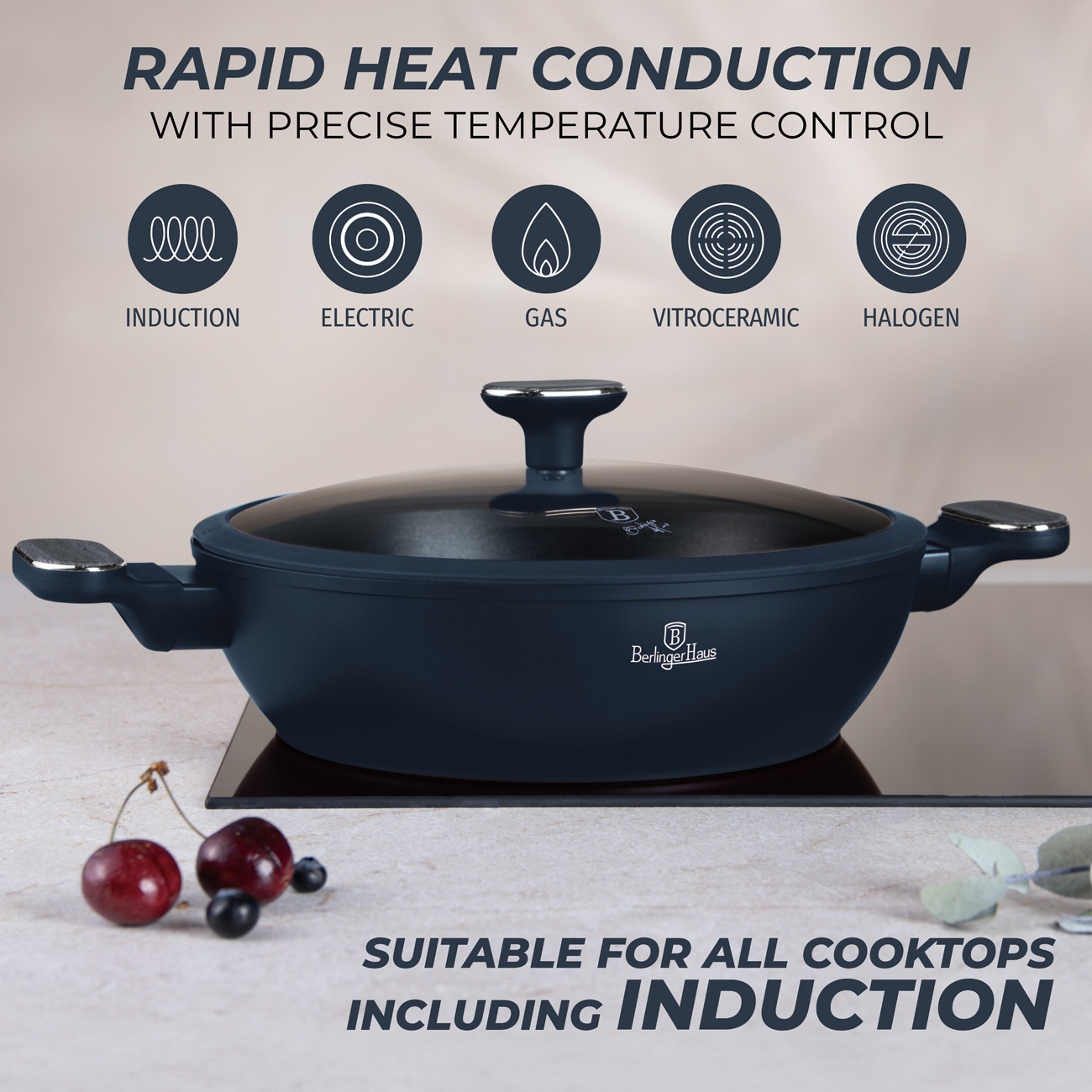 Berlinger Haus Berlinger Haus - Braadpan met deksel - Mat blauw - Ø28 cm