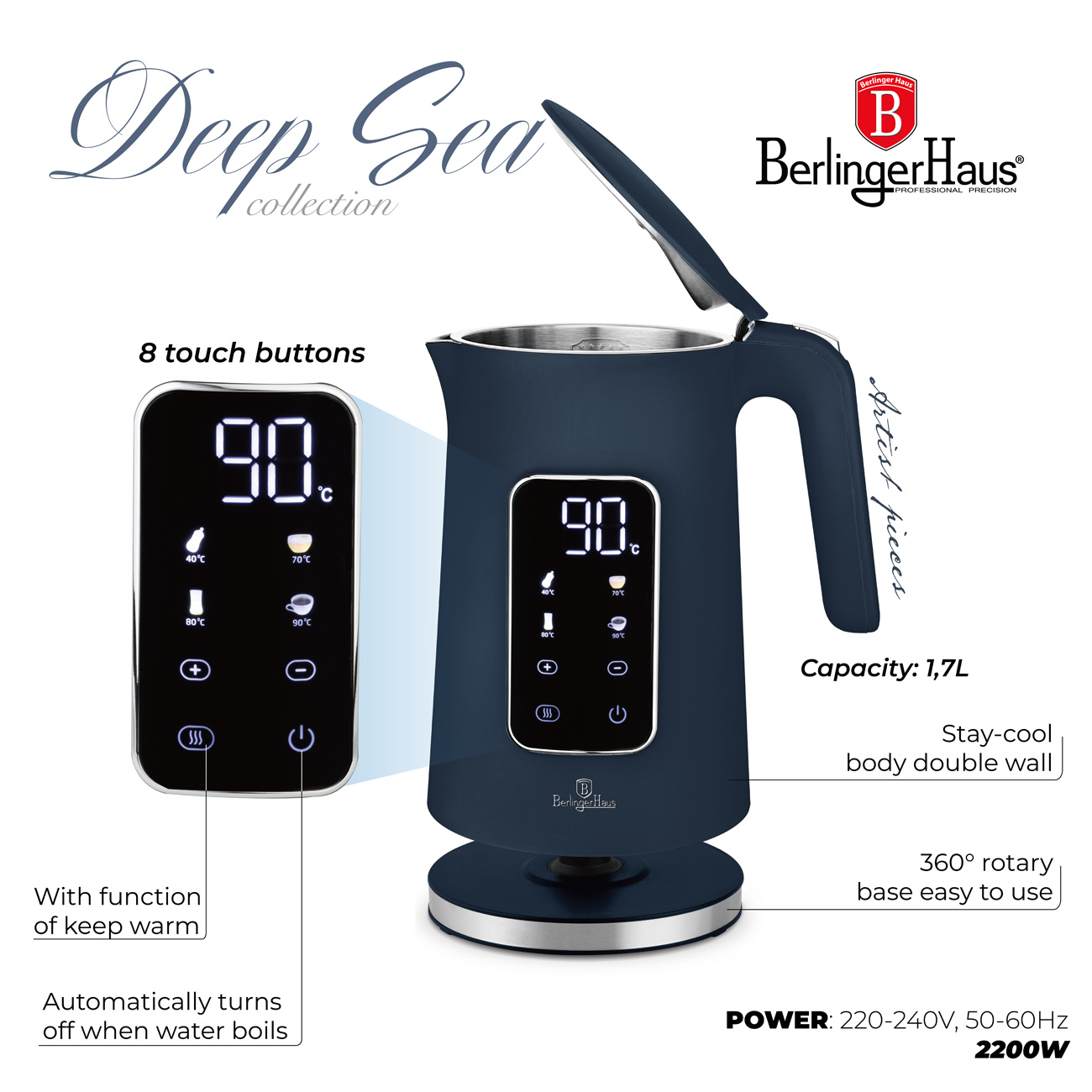 Berlinger Haus Berlinger Haus Digital electric kettle - Matt blue