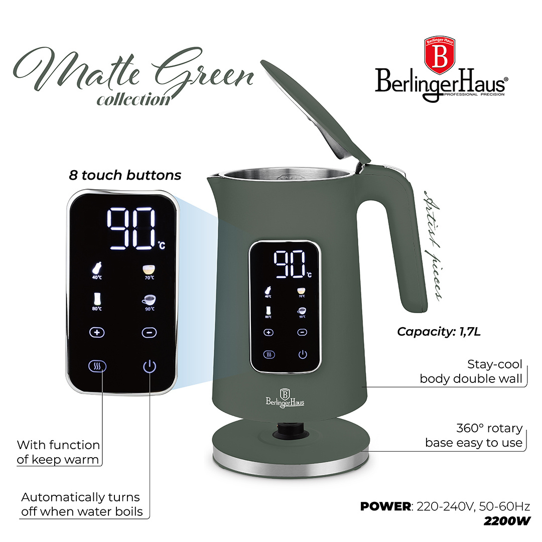 Berlinger Haus Berlinger Haus Digitale elektrische waterkoker - Mat groen