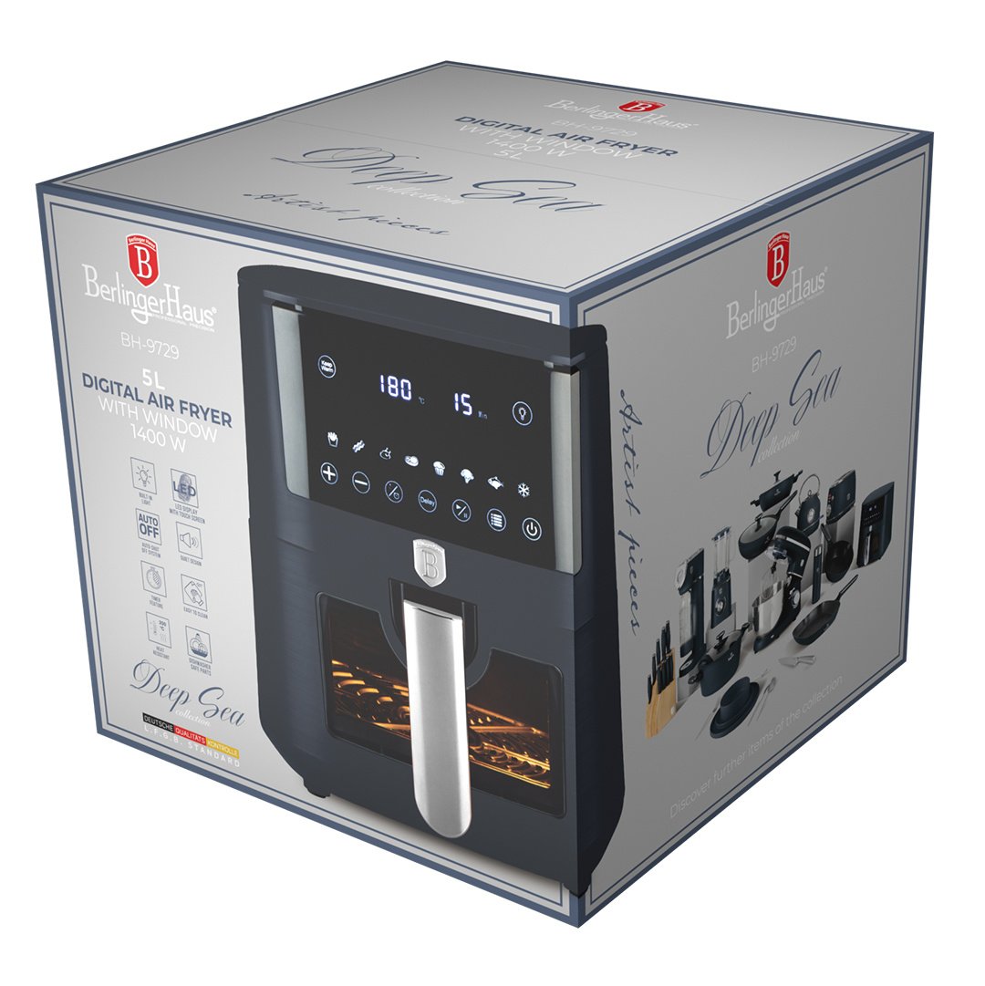 Berlinger Haus Berlinger Haus Airfryer XL / Heißluftfritteuse - 5 Liter - Matte Blau