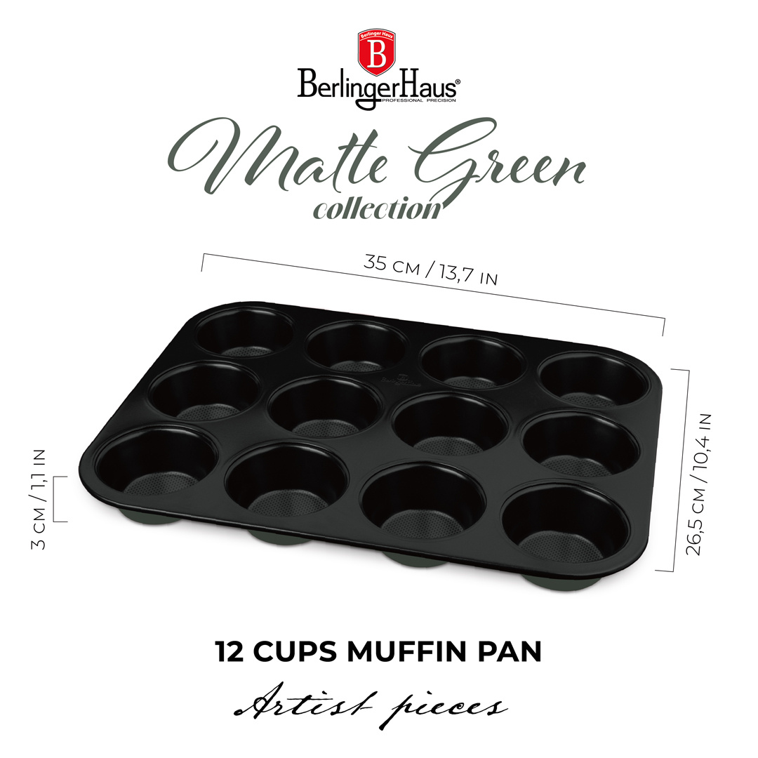 Berlinger Haus Berlinger Haus - Bakvorm muffin - 12 vormen - Mat groen