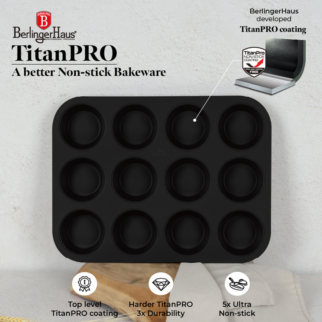 Berlinger Haus Berlinger Haus - Baking tin Muffin - 12 shapes - Matt green