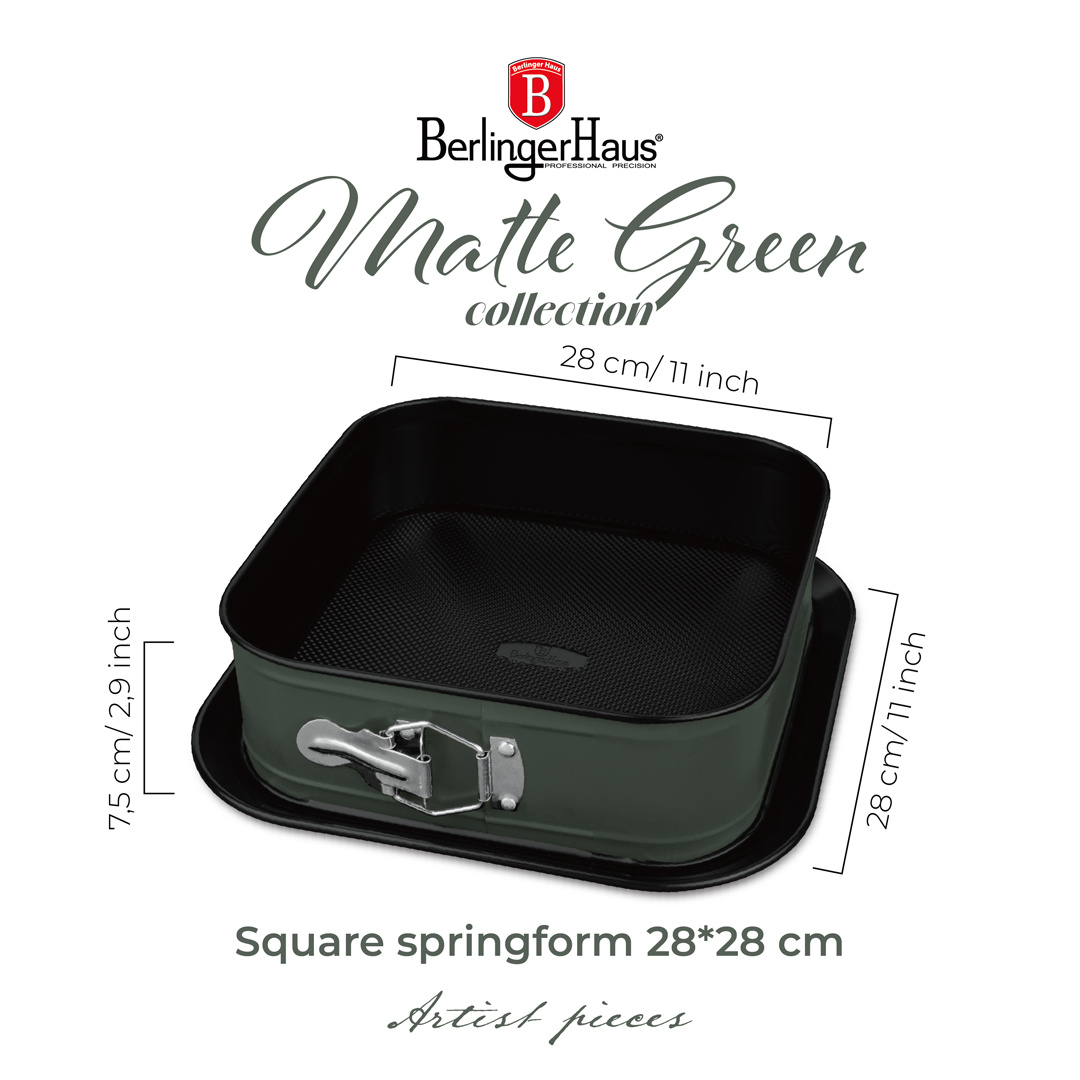 Berlinger Haus Berlinger Haus Spring cake mould  square - 28 x 28 cm - Matt green