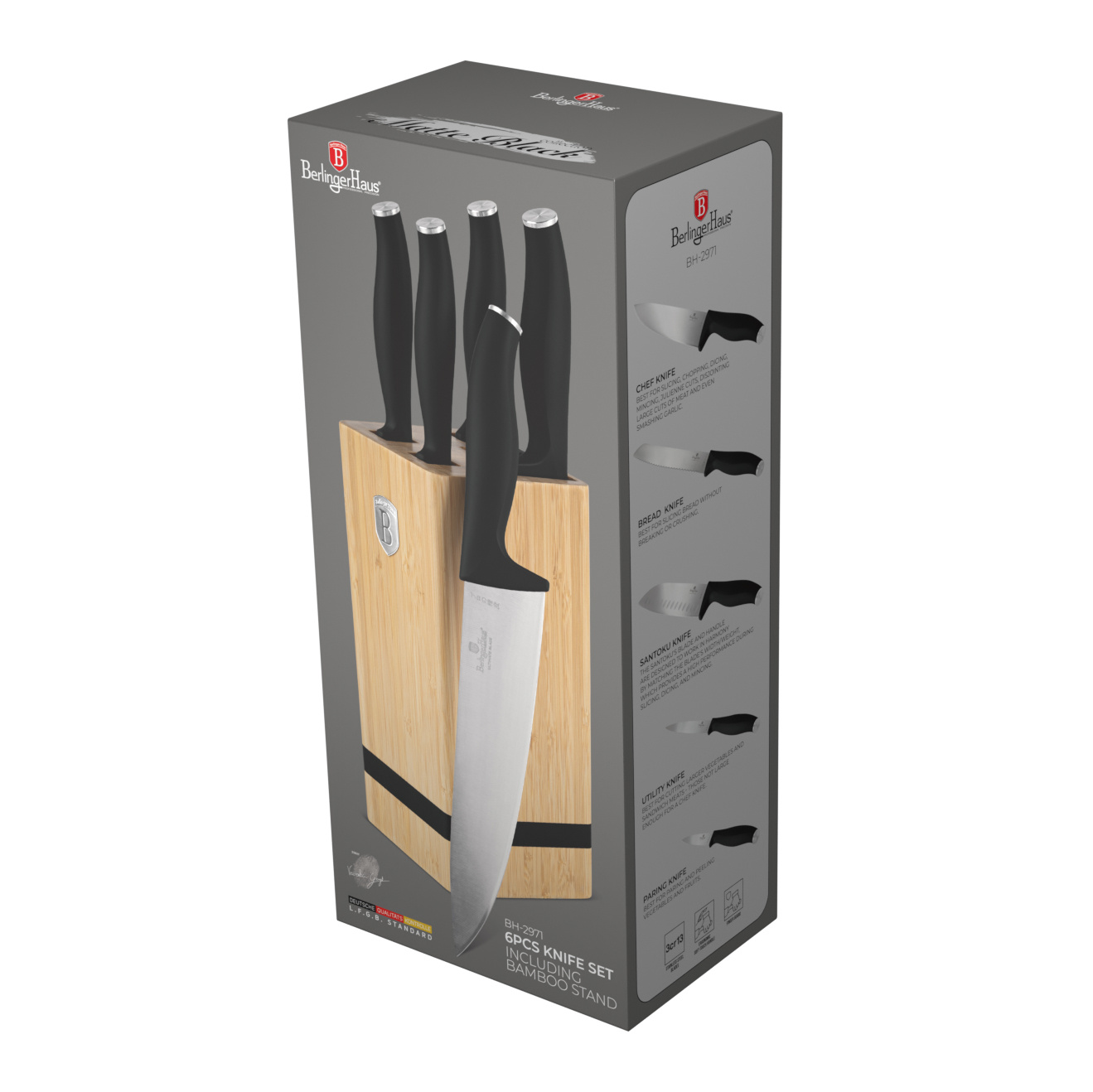 Berlinger Haus Berlinger Haus - Messerset mit Bambusblock – Mattschwarz