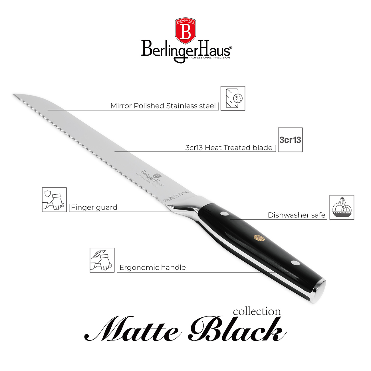 Berlinger Haus Berlinger Haus - Brotmesser - 20 cm - schwarz