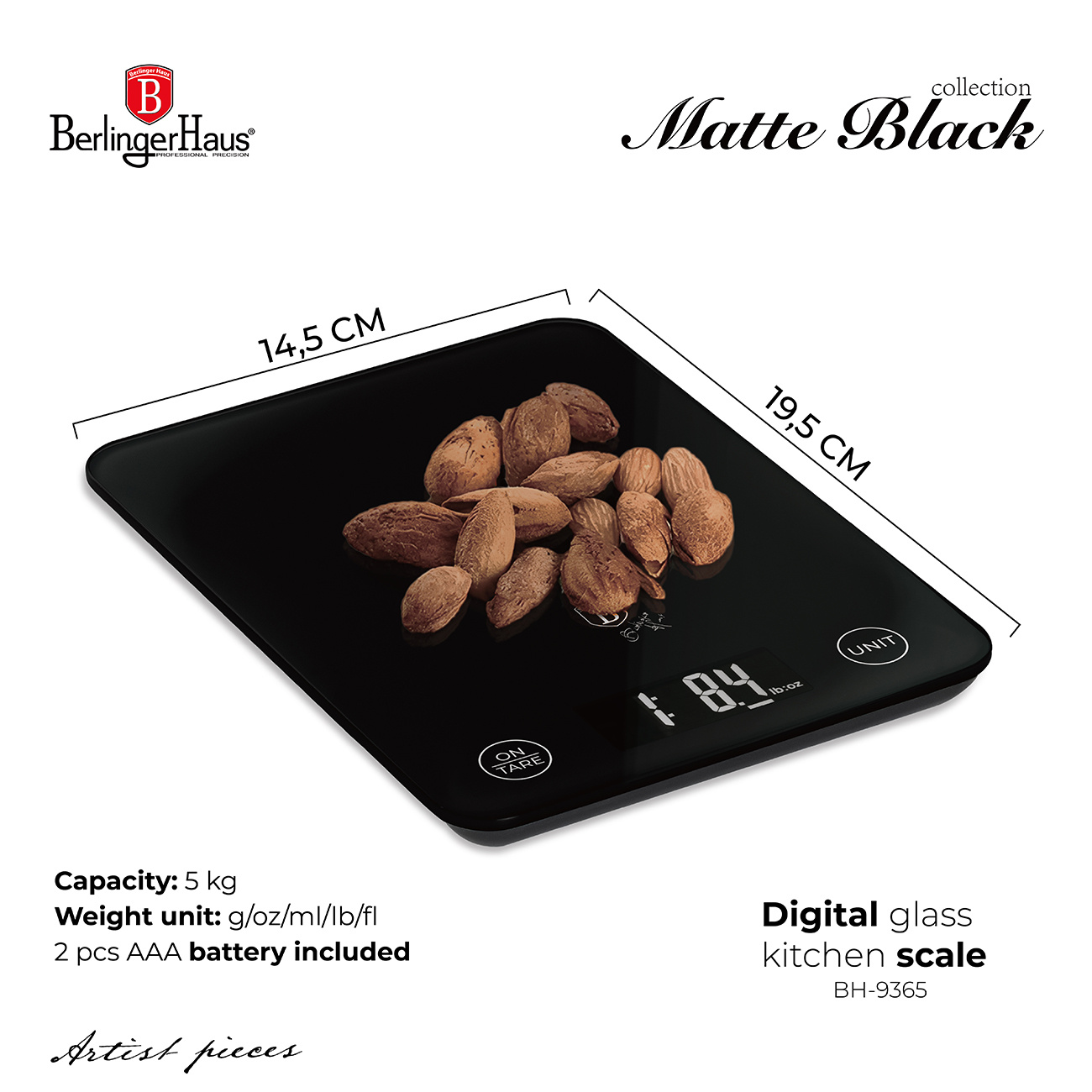 Berlinger Haus Berlinger Haus Digital glass kitchen scale - matte black