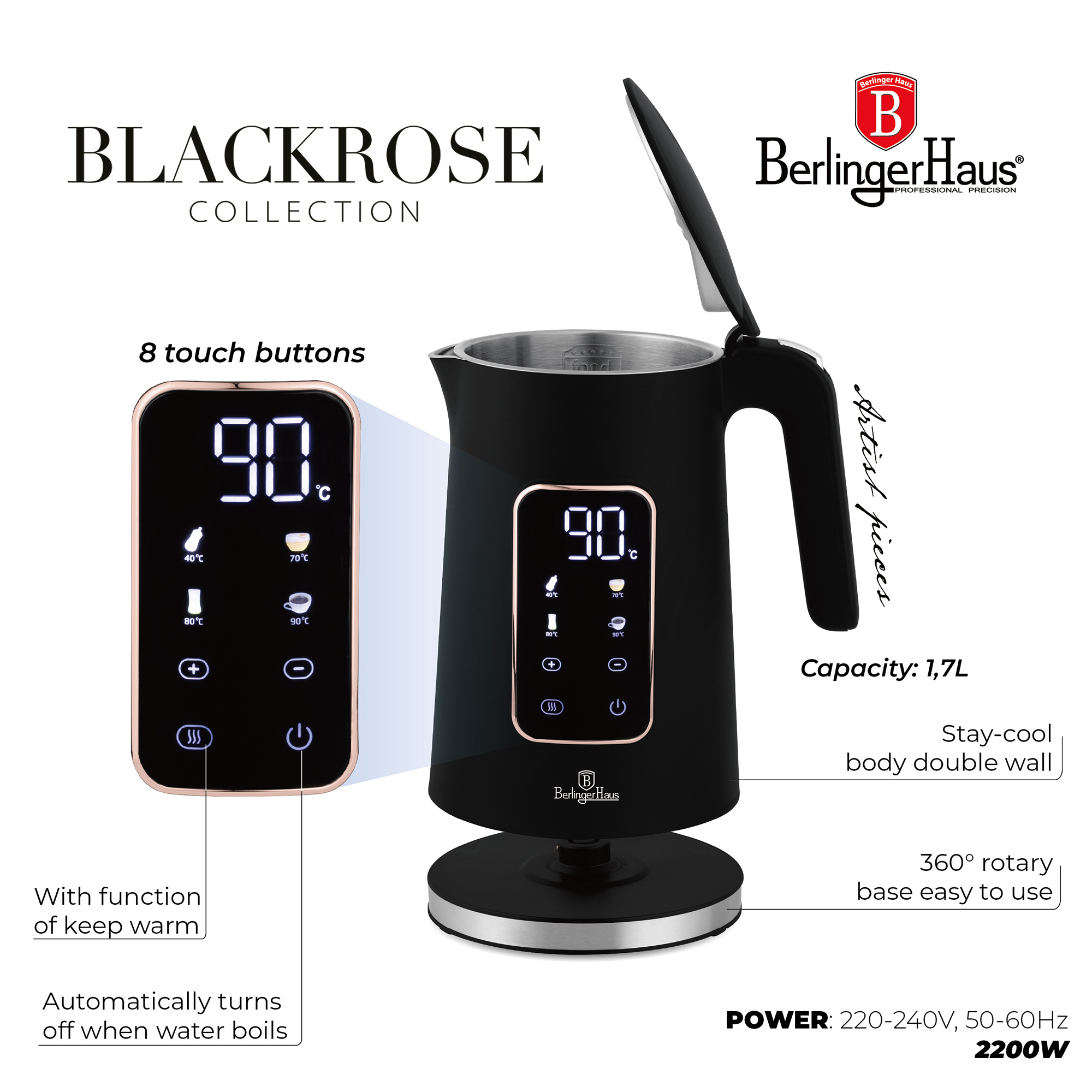 Berlinger Haus Berlinger Haus Digitaler elektrischem Wasserkocher - Mattschwarz