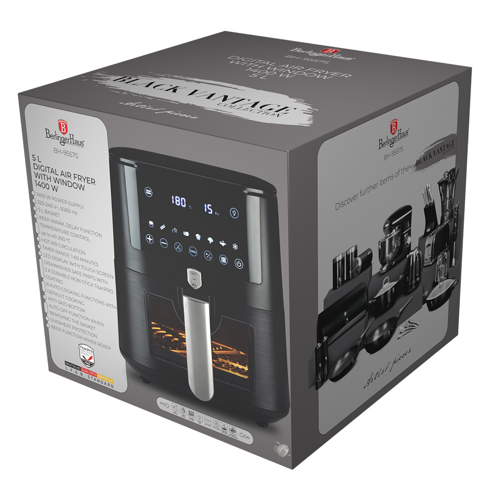 Berlinger Haus Berlinger Haus Airfryer XL - 5 liter - Mat zwart