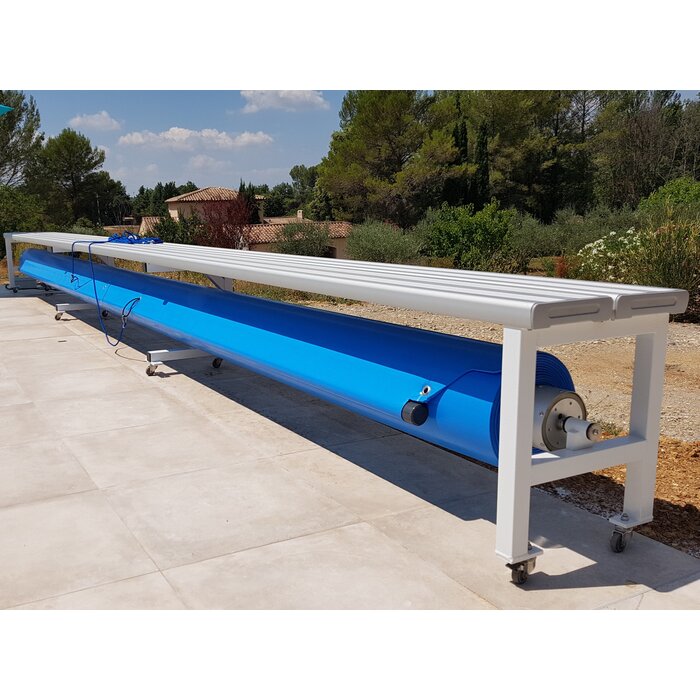 Blue poolcovers Oprolsysteem BP-D electric met Bank, prijs op aanvraag.