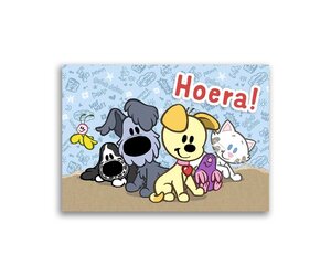 directory sympathie Herrie Woezel en Pip ansichtkaart 'Hoera!' - verjaardagskaart - kinderboekenkado