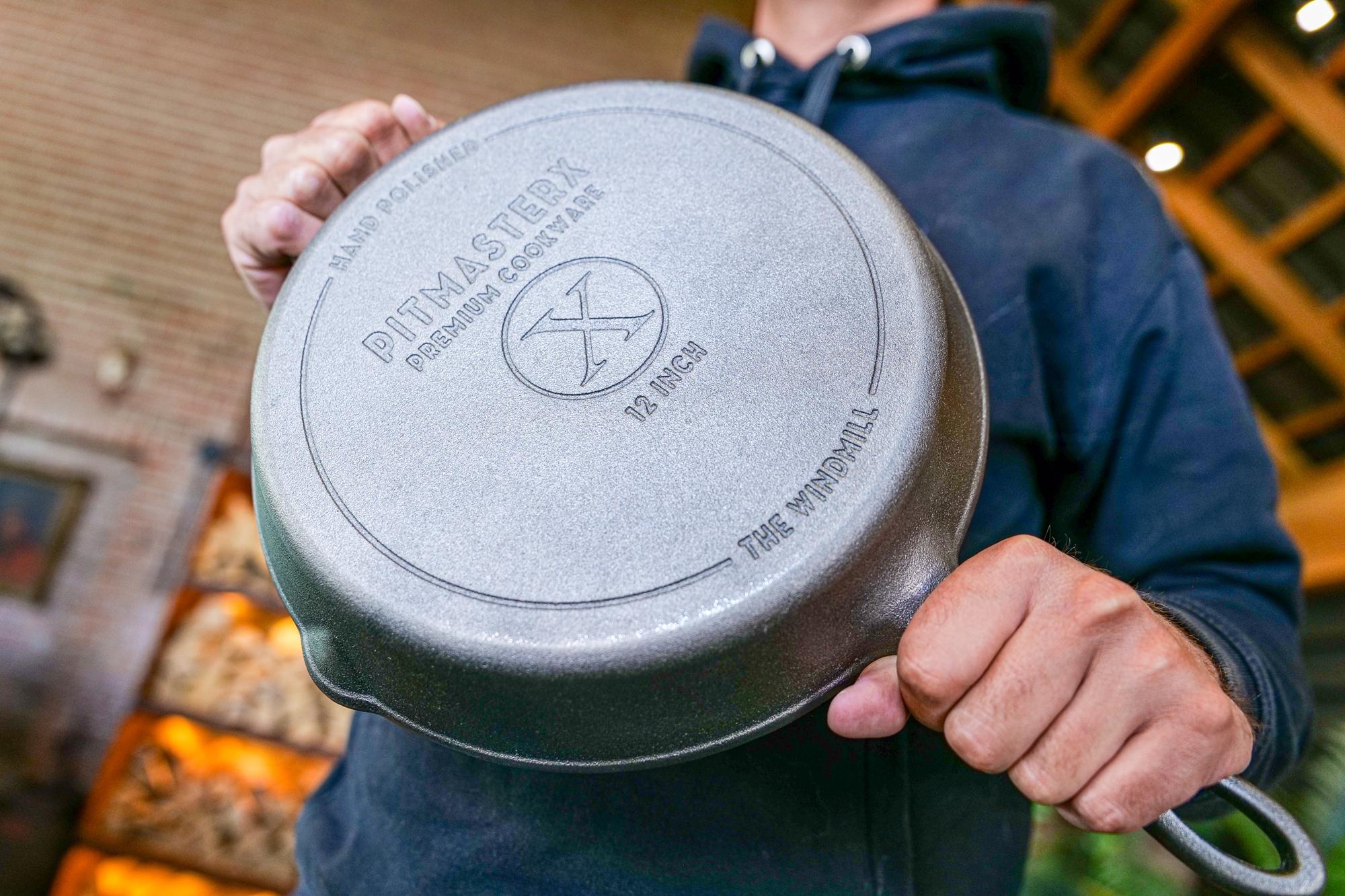 PitmasterX 12 inch mirror skillet with handle