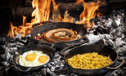 Hands full with our new cast iron skillets